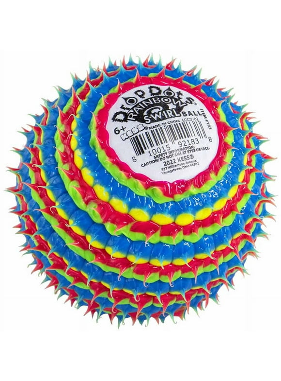 Kess Drop Dots Rainbow Swirl Toy Bouncy Ball, 85mm (1 count)