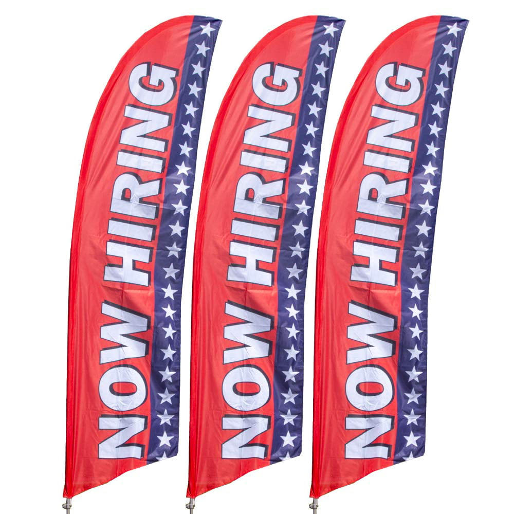 Vispronet Now Hiring Feather Flag Pack, 13.5ft, Red, White, and Blue 