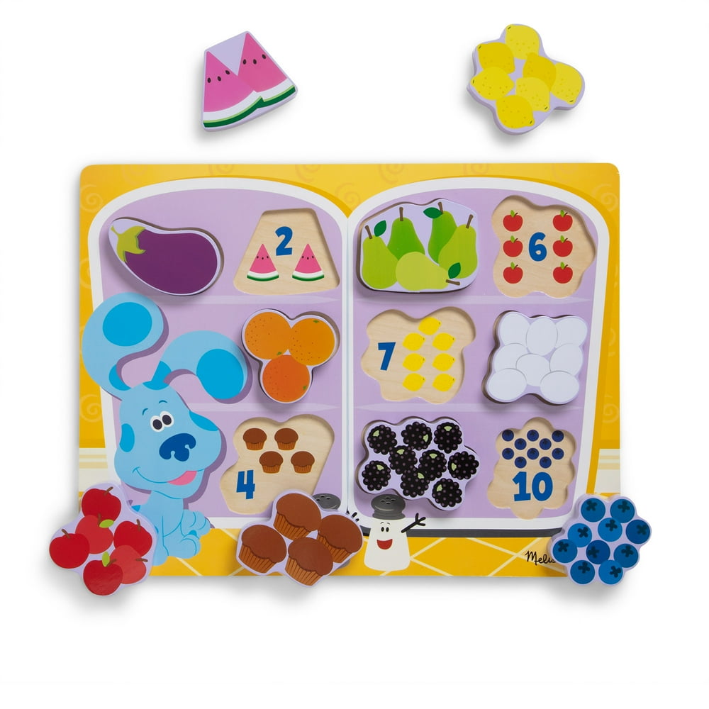 Melissa & Doug Blue's Clues & You! Wooden Chunky Puzzle - Fridge Food (10 Pieces) - Walmart.com