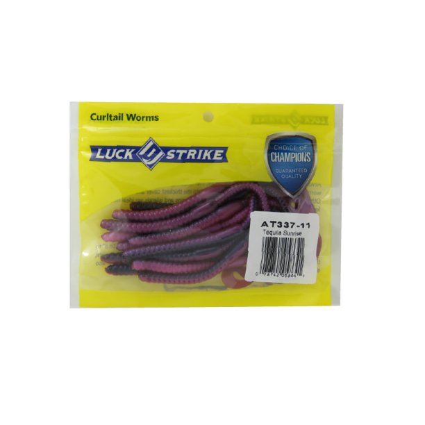 LuckEStrike, 6" Twirl Tail Worm, Tequila Sunrise, Bass, Freshwater