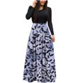 thumbnail image 2 of Halloween TIMIFIS Mode Automnale pour Femmes Femmes Robe Longue à Manches Longues Ample Unie Robes Maxi Décontractées Longues Robe de Cocktail Robe de Fête Robe Trapèze Vintage Robes de Retour à la Maison, 2 of 5