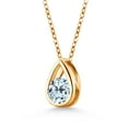 thumbnail image 2 of Gem Stone King 18K Yellow Gold Plated Silver Sky Blue Topaz Teardrop Pendant Necklace for Women (0.70 Cttw, Gemstone November Birthstone, Round 5MM, with 18 inch Silver Chain), 2 of 4