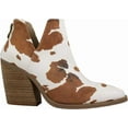 thumbnail image 4 of ARiderGirl Dean Womens Western Cowboy Booties with Stacked Leather Heel Slip On Fashion V Cut Cow Print Ankle Booties, 4 of 5
