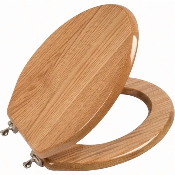 Toilet Seat Oak Wood Solid Wood High Gloss Finish Elongated