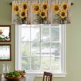 thumbnail image 3 of Sunflowers Curtain Valances for Windows, Kitchen Valance Window Treatments Panel 2 Pack, Farmhouse Wooden Grain Botanical Floral Rod Pocket Short Curtains for Bathroom Bedroom 54 x 18 Inch, 3 of 8
