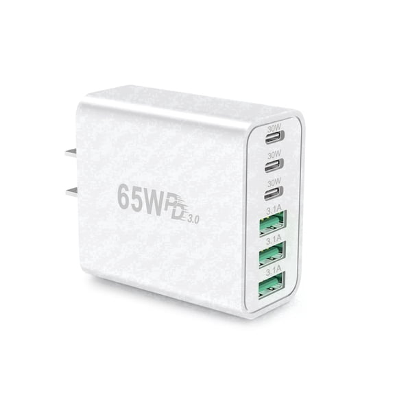 HNT 65W MultiPort Charger 6-Ports PD&QC Charging Cube Power Adapter USB Type C Wall Charger