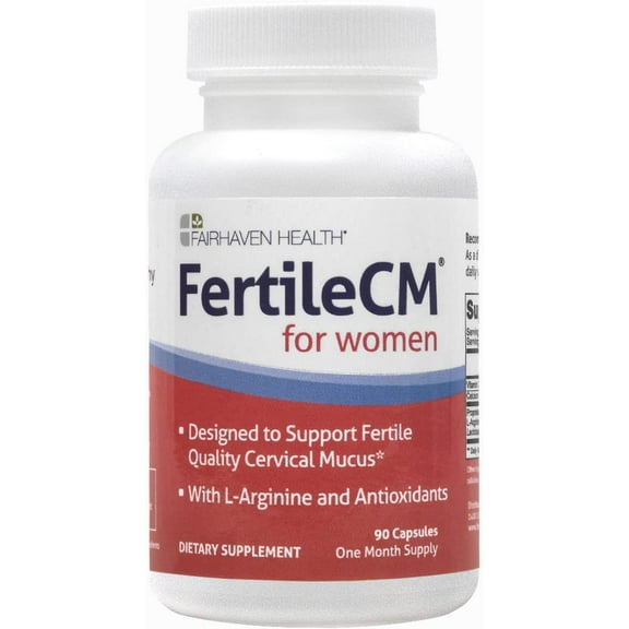 Fairhaven Health FertileCM Fertility Supplement for Women, Capsules - Fertile Cervical Mucus, Ovulation Cycle, Includes L-Arginine, N-Acetyl-Cysteine, Grape Seed Extract and Vitamin C - 90 Capsules