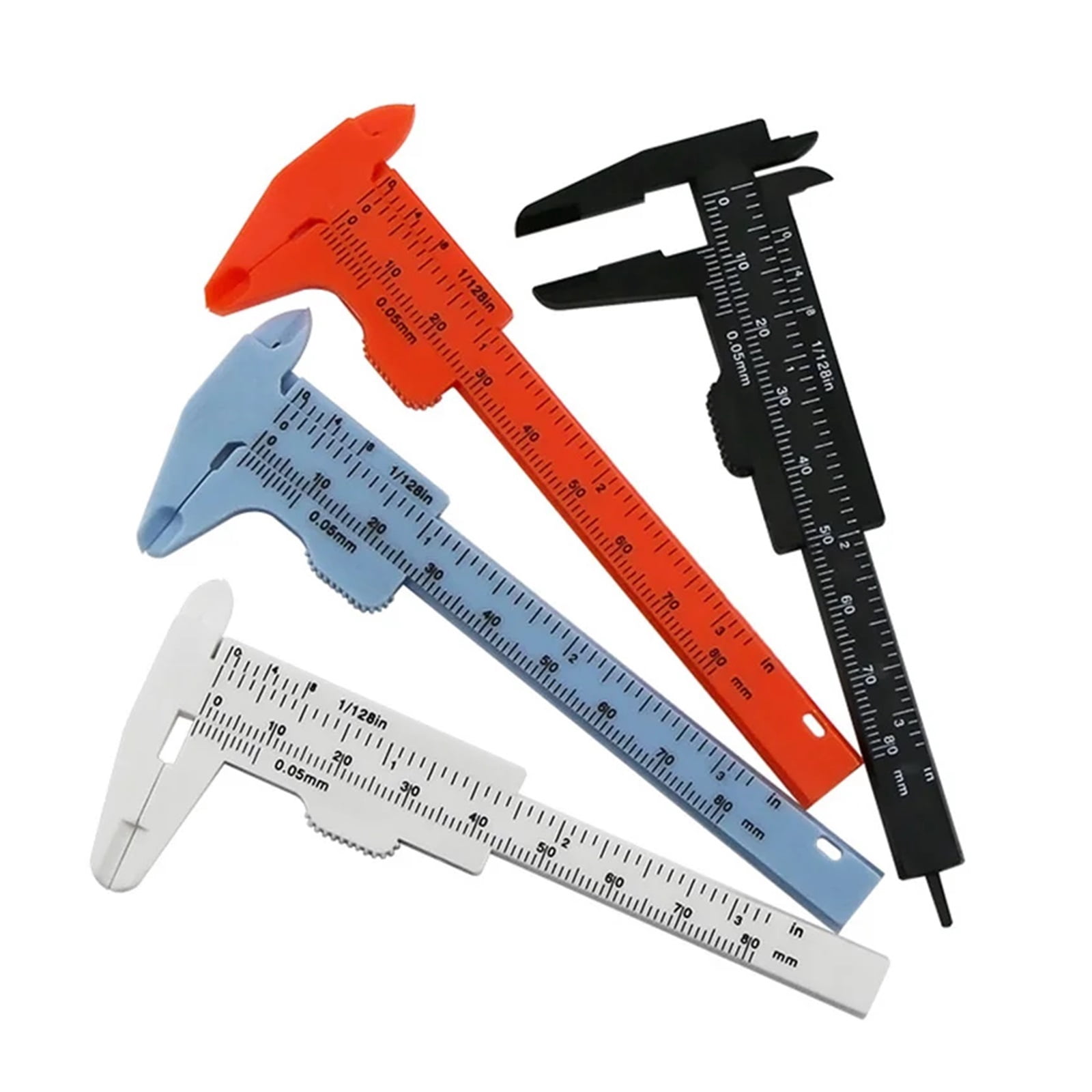 1PC 0-80mm Double Rule Scale Plastic Vernier Caliper Student Dial Gauge Micrometer Measuring Ruler Inside Diameter Depth Meter ,Precision Measuring