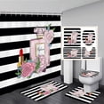 thumbnail image 4 of Fashion Perfume Shower Curtain Set Pink Rose Flower Modern Woman Girl Home Bathroom r Non Slip Rug Bath Mat Toilet Lid Cover, 4 of 7