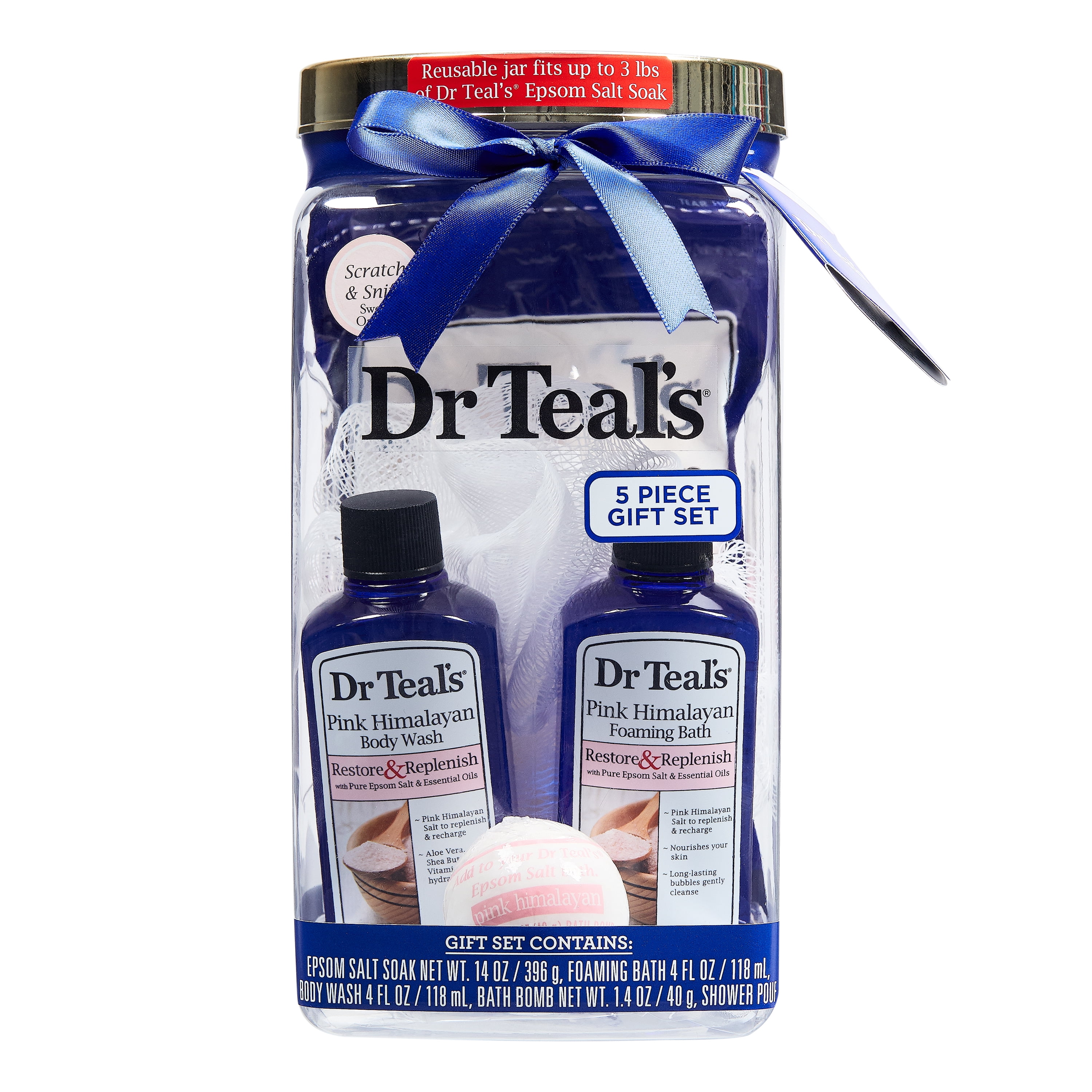 Dr Teal's 5Piece Restore and Replenish Bath Gift Set with Pink
