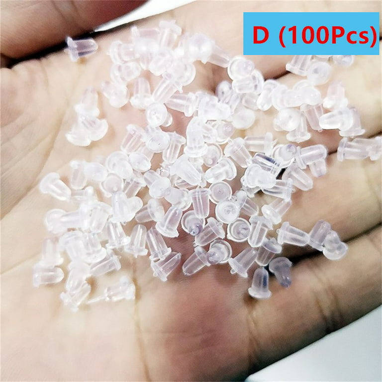 100pcs Diy Earring Components, Including Plastic & Silicone Ear
