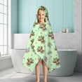 thumbnail image 6 of Green Highland Cow Flower Pattern Hooded Bath Towel，50"x30" for Ages 3 To 12 Kids, Quick Dry Lightweight Soft Microfiber Hood Beach Towel Cover Up for Kids, 6 of 7