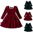 thumbnail image 2 of Elainilye Fashion Girls Velvet Dress Bow Princess Dresses Long Sleeve Pleated Dress, Sizes 3-8 Years, 2 of 9