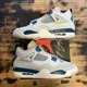 thumbnail image 2 of Ni - ke Ni - ke Air Jordan 4 Retro Military Blue 2024 White Grey FV5029-141 Men’s Size 10, 2 of 5