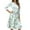 Mint Green, variant on WTOBBY Women's Fashion Floral Print Belted Round Neck 3/4 Sleeve Dress, Casual Flowy Midi Sundress with Feminine Waist Accent,Blue L