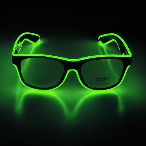 Light up EL Wire Neon Rave Glasses Glow Flashing LED Sunglasses Costumes for Party, EDM, Halloween(Green)