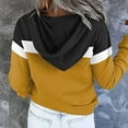 thumbnail image 4 of Olyvenn Womens Teen Girls Trendy Gifts for Womens Fall Fashion 2023 Drawstring Hooded Sweatshirts Oversized T Shirts Long Sleeve Shirts Striped Patchwork Pullover Button up Tops Yellow 8, 4 of 5