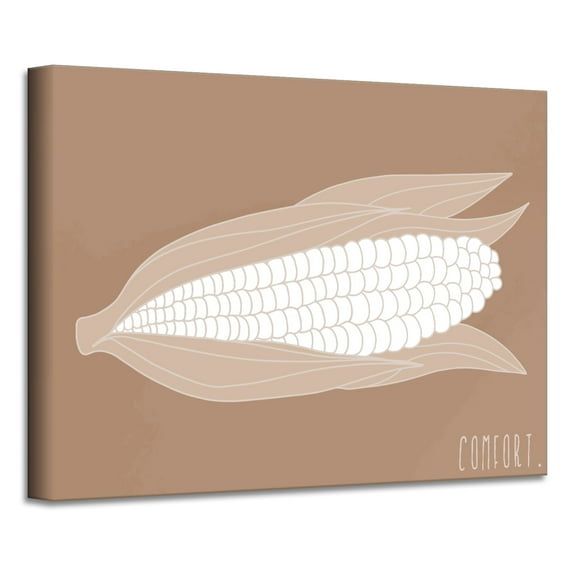 Crafted Creations Brown and Beige Minimal Corn Canvas Thanks Giving Wall Art Decor 20" x 30"