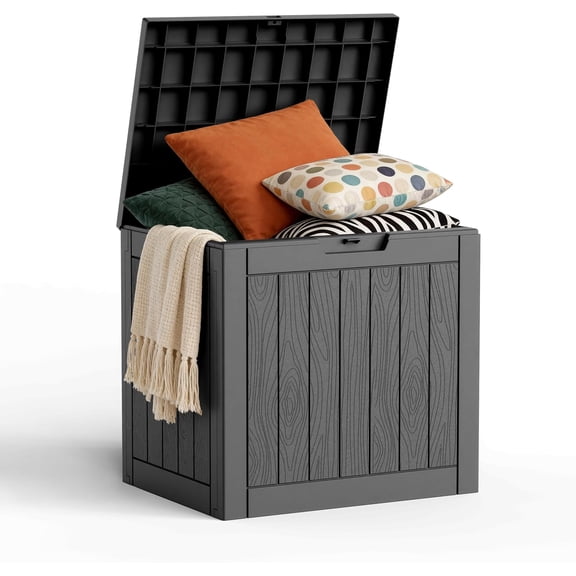 30 Gallon Outdoor Deck Box, Lockable Waterproof Outdoor Storage Boxes For Garden Tools,Indoor Cushions,Accessories Outside Storage Resin Weatherproof Container(Black)