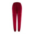 thumbnail image 4 of GILIGEGE Women's Elastic Waist Ankle Length Velvet Joggers Pants Winter Regular Velvet Harem Pant High Waist Yoga Trousers Casual Track Cuff Stretch Trousers with Pockets Red S, 4 of 6