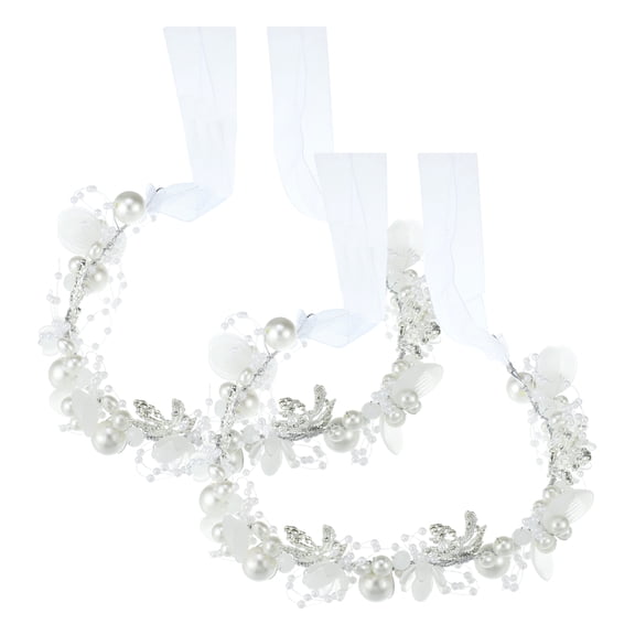 Unique Bargains 2pcs Flower Headpiece Faux Crystal Pearl Hair Accessories Headband