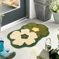 thumbnail image 4 of Btomtd 15.74' x 23.62' Flower Non Slip Bath Rug Thickened Carpet Floor Mat for Tile Wooden Floor Absorbent Mat for Bathroom Bedroom Entrance Use, Army Green, 4 of 7