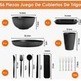 thumbnail image 2 of Juego De Vajilla De Paja De Trigo 56 Piezas Reutilizable Modelo Negro, 2 of 4