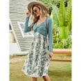 thumbnail image 3 of Yesfashion Women's Long Sleeve Vintage Floral Patchwork Dress Flared A-line Swing Casual Party Midi Dress, 3 of 5