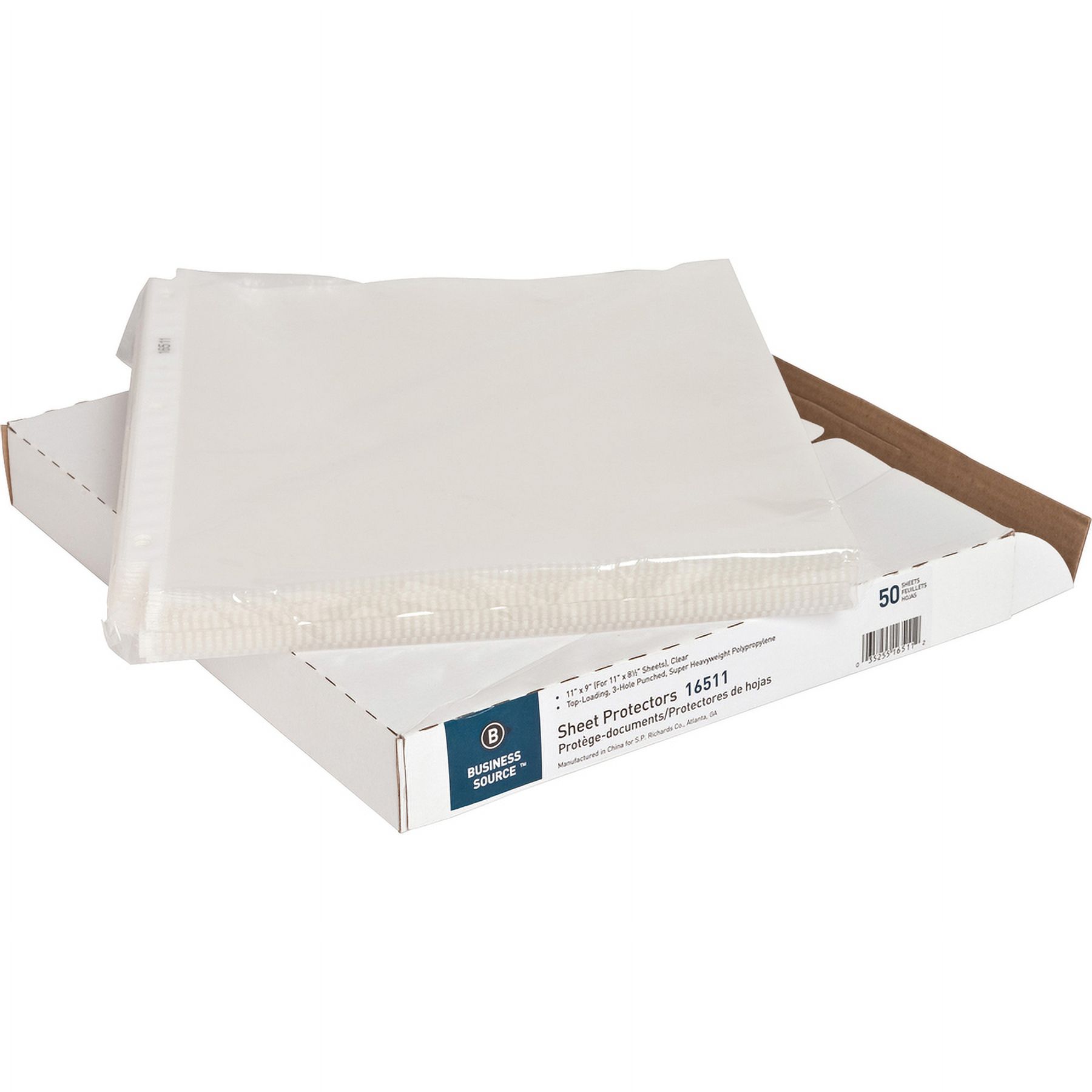 Business Source Top-loading Poly Sheet Protectors - For Letter 8 1/2" X 11" Sheet - 3 X Holes - Ring Binder - Top Loading - Rectangular - Clear - Polypropylene - 250 / Carton