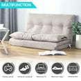 thumbnail image 4 of Fold Down Sofa Bed Floor Couch, Adjustable Folding Modern Futon Chaise Video Gaming Lounge, Convertible Upholstered Memory Foam Padded Cushion Guest Sleeper Chair, Beige, 4 of 8