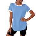 thumbnail image 2 of fatyb Workout Tops for Women Short Sleeve Color Block Running Shirts Womens Lightweight Athletic Tee, 2 of 7
