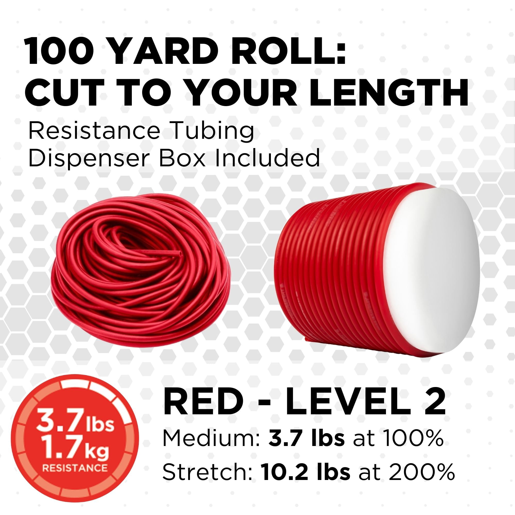 THERABAND Resistance Tubes, Level 3, Medium Red, 3.7 lbs Resistance, 100 Foot, 1 Pack