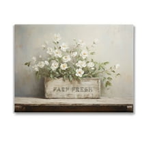 Stupell Industries Farm Fresh Flower Planter Botanical & Floral Painting Gallery Wrapped Canvas Art Print Wall Art, 48 x 36