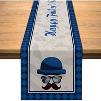 Happy Father''s Day Table Runner Linen Rustic Table Cover Indoor Outdoor Party Home Kitchen Dining Table Decoration -71 inches