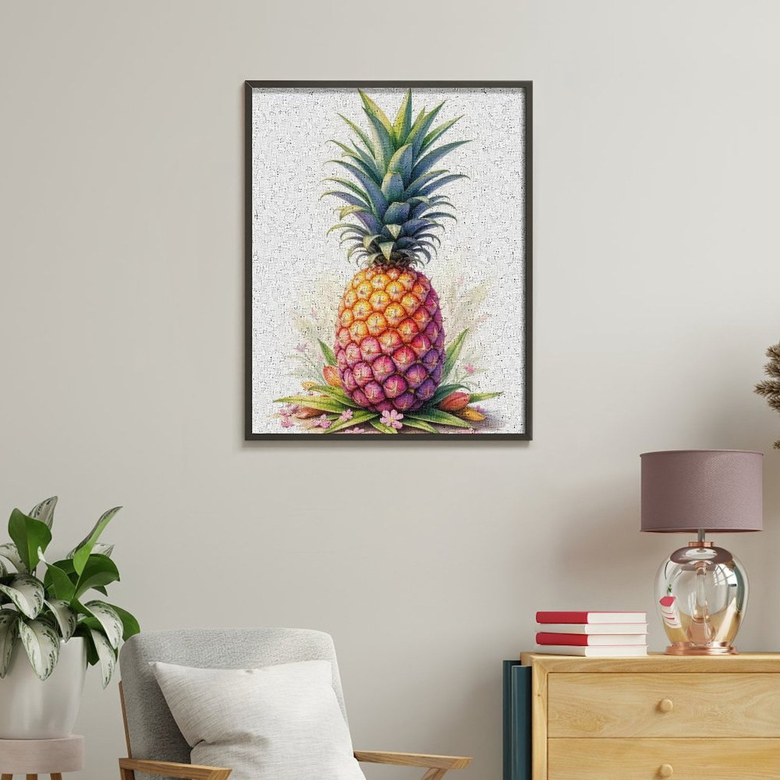 Paint by Numbers Kit for Adults, Colorful Pineapple Floral Art Paint by Numbers, Easy Paint by Numbers Kit for Adults Beginner, DIY Adult Paint by Number Kits on Canvas, Home Decor