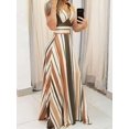 thumbnail image 1 of Robes d'Été 2024 Robe Maxi Plongeante à Rayures Colorblock FJH, 1 of 6