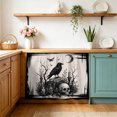 thumbnail image 5 of Halloween Cabinet Curtains 28"W x 35L, Horrow Spooky Skulls Bats Crow Botanical Rustic Under Sink Skirt for Bathroom Vanity Kitchen Self Adhesive, Dust-Proof Privacy Curtain for Closet Shelves, 5 of 9