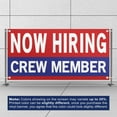thumbnail image 3 of Now Hiring Crew Member 13 oz Heavy Duty Vinyl Banner Crew Member Jobs Available Help Wanted Sign for Business Advertising Indoor/Outdoor Single-Sided with Metal Grommets (1.5x5 ft, Re & Wh & Bl), 3 of 6