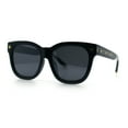 thumbnail image 5 of Womens Floral Star Metal Stud Jewel Arm Boyfriend Horn Rim Rectangle Sunglasses All Black, 5 of 8
