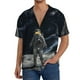 thumbnail image 1 of Balery Astronaut Standing In The Moon Camisa Casual de Manga Corta con Botones para Hombre, Texturizada, Estilo Cubano, para Playa, Verano-X-Large, 1 of 5