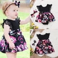 thumbnail image 1 of Tenue Assortie pour Sœur Bébé Enfants Filles Combinaison Florale Barboteuse Robe+bandeau Ensemble, 1 of 5