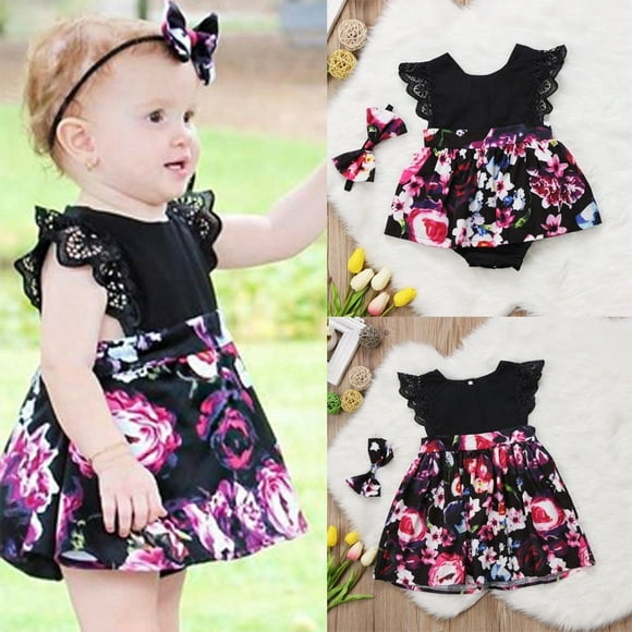 Sister Matching Baby Kids Girls Floral Jumpsuit Romper Dress+Headband Outfits Set