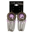 thumbnail image 2 of Silver-Tone & Purple Colored Metal Dangle-Earrings With Bead Accents #LQE2945, 2 of 2