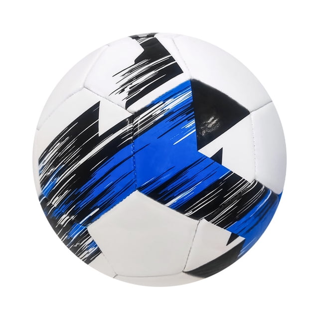 Transemion Official Size Soccer Ball With Machine Stitched Panels Soft PVC Cover For Smooth Handling Football White blue
