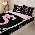 thumbnail image 3 of Manfei Kawaii Bow Initial S Zipper Twin Comforter Sets with Fitted Sheet and 2 Pillowcases for Girls,Cartoon Pearl Bowknot Alphabet Zipper Bedding Set,4-Piece,Pink Reversible, 3 of 6