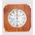 thumbnail image 5 of WALL CLOCK FITTED CENTRED ON A WOODEN BASE (BRASS INLAY CORNERS) - (White Roman Dial) - 8.75" X 8.75" X 1.5", 5 of 5