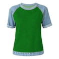 thumbnail image 5 of Endives Womens Short Sleeve Tshirt Crew Neck Splicing Color T Shirts Casual Summer Tops for Women Graphic Tee Going Out Top Basic Tee S-5XL Green XL, 5 of 6