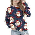 thumbnail image 2 of YUNAFFT Kids Christmas Print Fleece Lined Sweatshirt Round Neck Long Sleeve Collarless Winter Top Soft Stretch Casual Daily Wear 5-15Y, 2 of 7