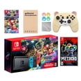 thumbnail image 1 of Nintendo Switch Mario Kart 8 Deluxe Bundle: Red/Blue Console, Mario Kart 8 & Membership, Metroid Dread, Mytrix Wireless Pro Controller Peary Yellow Bear and Accessories, 1 of 8