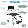 thumbnail image 4 of HOMCOM Accessibility Commode Shower Wheelchair with 4 Castor Wheels, Black, 4 of 9